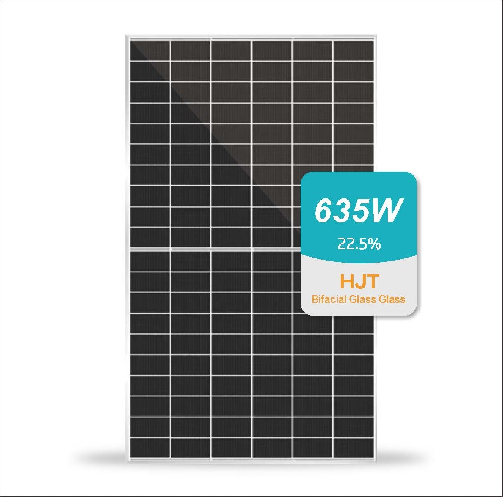 HJT Bifacial Double Glass 620W 625Wp 630W 635Watt Photovoltaic Solar Panel Module