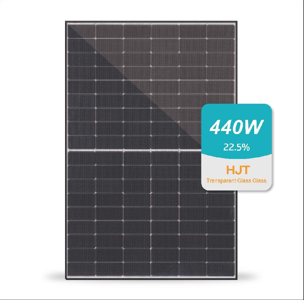 HJT Bifacial Black Glass Glass 430W 435W 440Watt 450W Photovoltaic Solar Panel Module