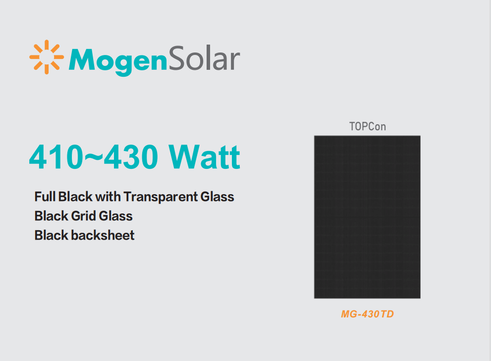 Mono Topcon Glass Glass Full Black Grid Glass 420W 425Wp 430Watt PV ...